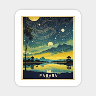 Parana Brazil Starry Night Vintage Tourism Travel Poster Magnet