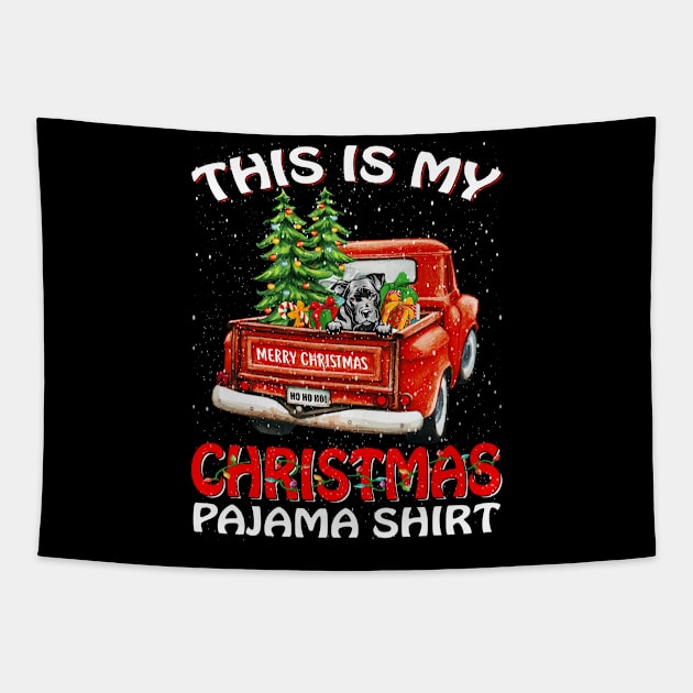 This Is My Christmas Pajama Shirt Pit Bull Truck Tree Tapestry by intelus