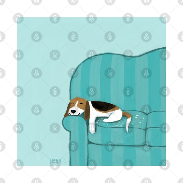 Happy Couch Dog | Cute Beagle by Coffee Squirrel