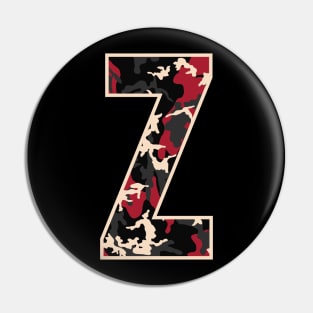 Initial Capital Letter Z Camo Alphabet Gift Women Men Boys Girls Pin