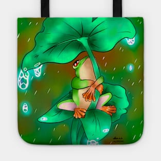 Frog and rain Tote