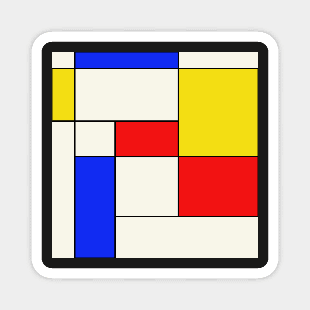 Mondrian inspired abstract art design Magnet by pauloneill-art