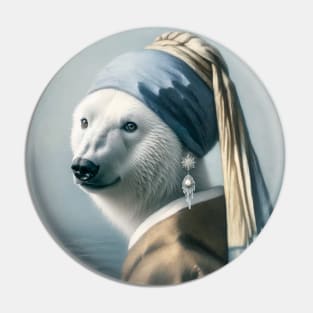 Wildlife Conservation - Pearl Earring Polar Bear Meme Pin