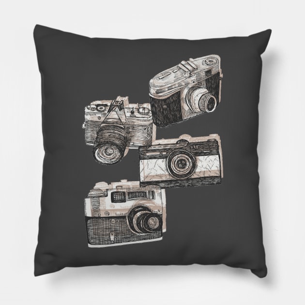 Classic Cameras Pillow by minniemorrisart