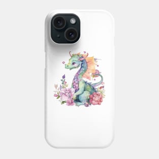 Cute Spring Flower Dragon Watercolor Phone Case