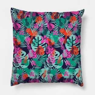 Pineapple with Tropical Leaves Pillow