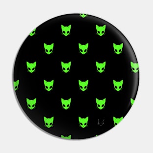 Aliencat black background flat style Pin