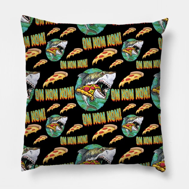 Om Nom Nom Pizza Shark Pillow by Mudge