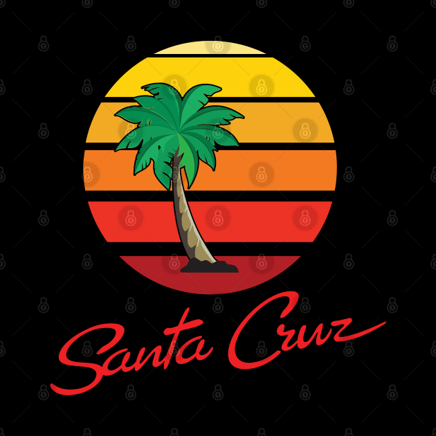 Surf City Santa Cruz Logo with Palm Classic OP Style by PauHanaDesign