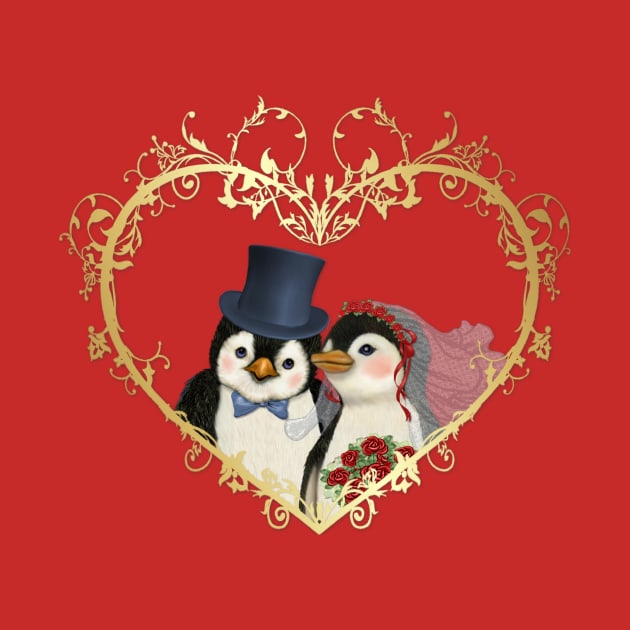 Penguin Wedding Heart by SpiceTree