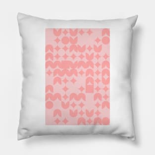 Girly Pinkish Geometric Pattern - Flowers & Stars #20 Pillow