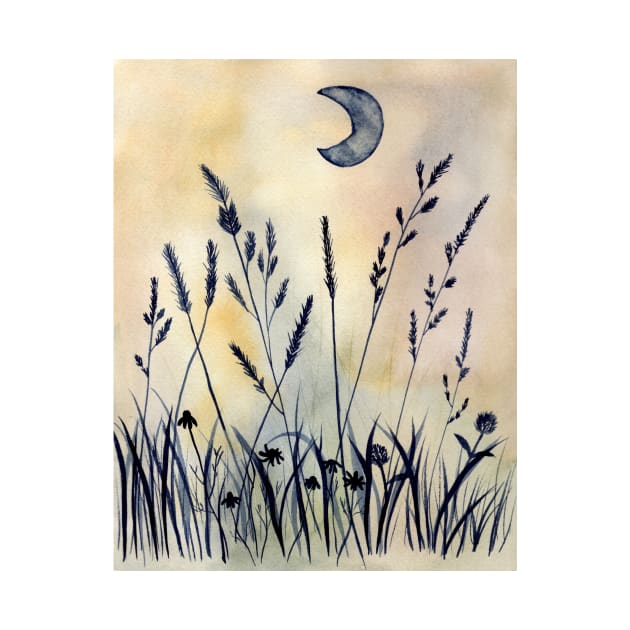 Wild Meadow under Moonlight by Sandraartist