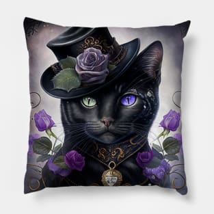 Black Cat With A Hat Pillow