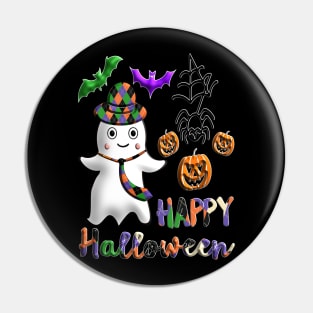 Pumpkin dad ghost Kawaii bat spider Happy Halloween violet orange black dots ribbon 3D tridimensional 320 Pin