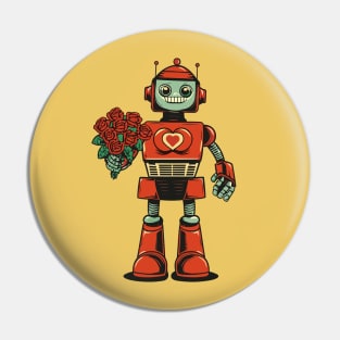 Vintage robot in love Pin