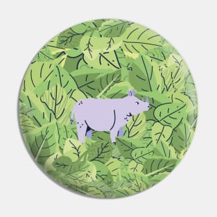 Rhino in Leaves Pin