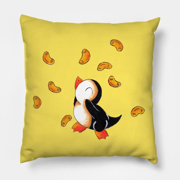 Macaroni Penguin Pillow by KristenOKeefeArt