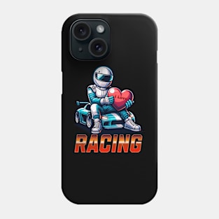 I Love Racing Car Racing Heart Valentine Street Car Drifting Cars Race Track Valentines Day Racer Phone Case