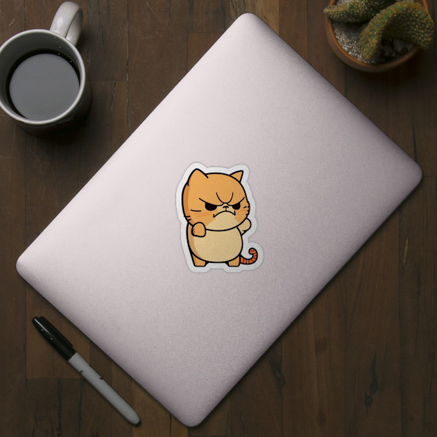 FREEBIES Die Cut Cute Angry Cat Sticker Sticker PVC / 