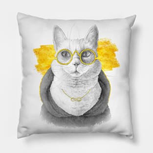 The charcoal cat (white version) Pillow