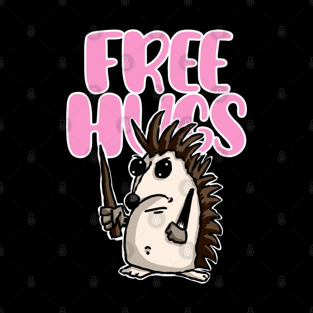 Cute Hedgehog Free Hugs Funny by Kev Brett Designs