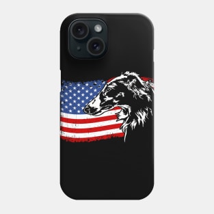 Borzoi Mom Dad American Flag patriotic dog Phone Case