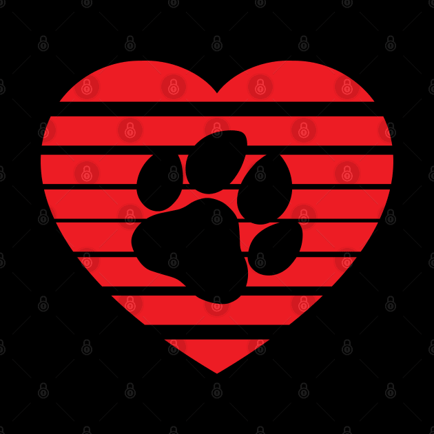 Dog Paw Heart Valentine - Red by skauff