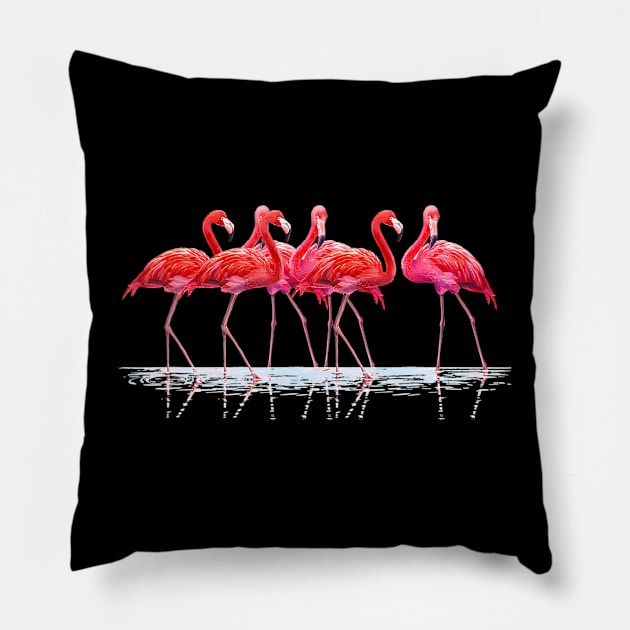 Beautiful Tropical Dancing Art Pink Flamingos Love Pillow by mccloysitarh