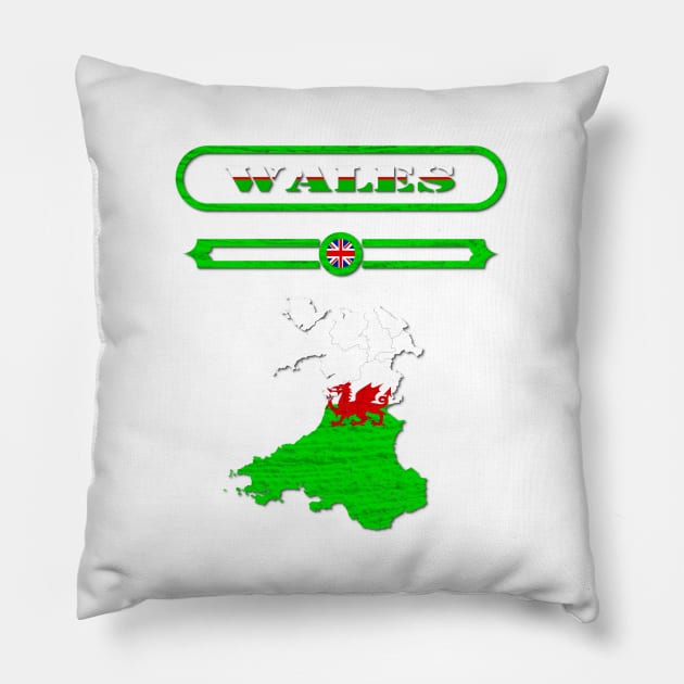 WALES, UNITED KINGDOM, MAP OF WALES. SAMER BRASIL Pillow by Samer Brasil