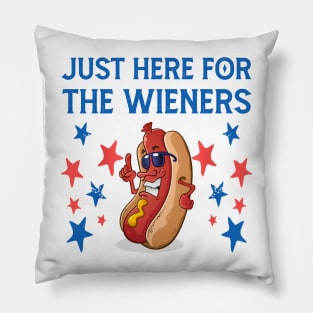 Hot Dog I'm Just Here For The 4Th Of July Pillow