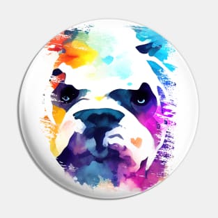 English Bulldog Dog Wild Nature Animal Colors Art Painting Pin