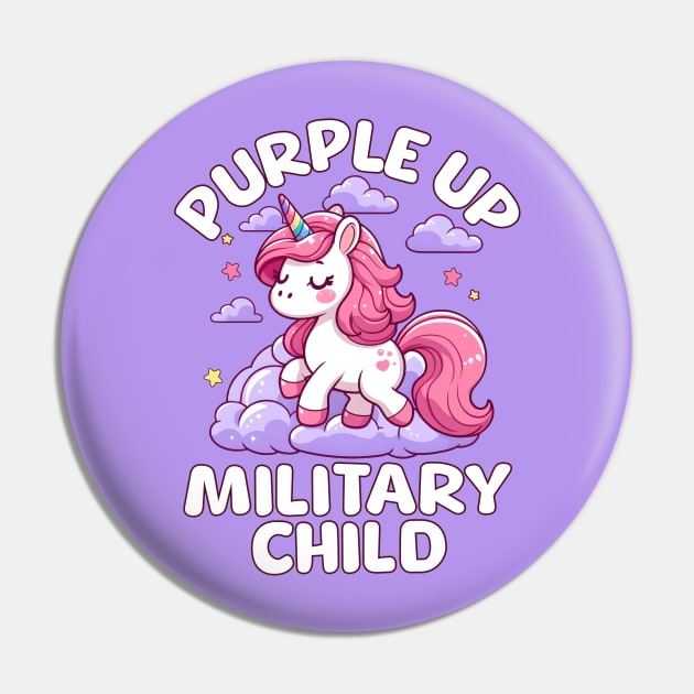 Cute Unicorn Purple Up Military Child Pin by alcoshirts