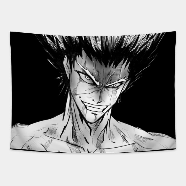 the mark of the wolves garou martial art expert in anime style ecopop in dark Tapestry by jorge_lebeau