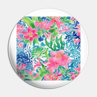 Preppy colors watercolor flowers and leaves Pin