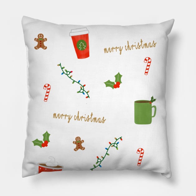 Vintage Christmas Icons Pillow by Coffee And