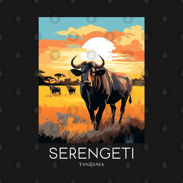 A Pop Art Travel Print of the Serengeti National Park - Tanzania by Studio Red Koala