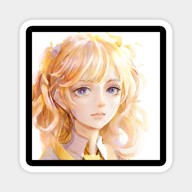 Blonde Hair Anime Girl Magnet by animegirlnft