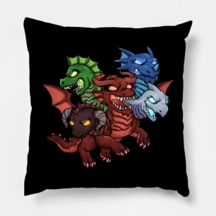 Hydra Multiple Head Dragon Cool Chibi Dragon Graphic Pillow