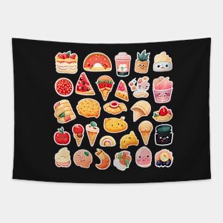 #4 Cute happy food sticker pack Tapestry