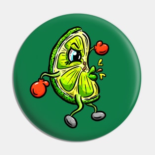 Angry Spitting Lime Slice Cartoon Character Illustration Pin