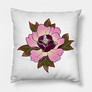 Peony Flower Japanese Tattoo Style Pillow