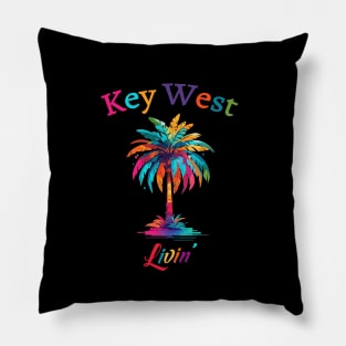 Key West Livin' Watercolor Palm Tree Pillow