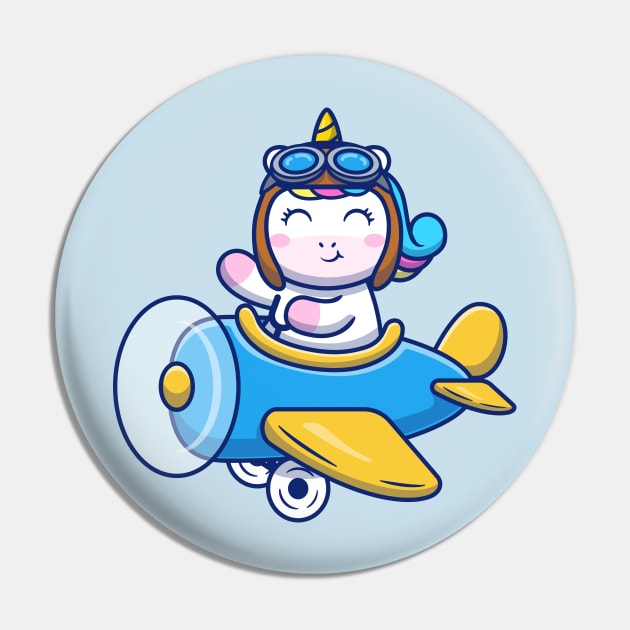 Cute Unicorn Riding Air Plane Pin by Catalyst Labs