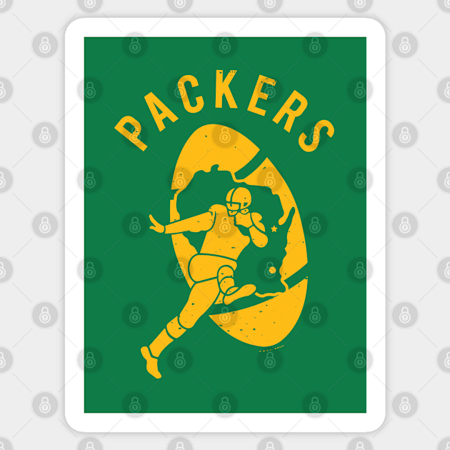 Vintage Packers Logo with 'Packers' Text (Yellow) - Green Bay Packers - Sticker