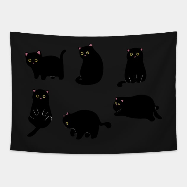 Black Cat Collection Tapestry by RajaGraphica