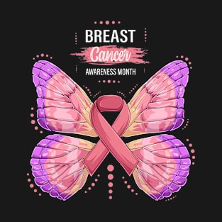 Cute breast cancer awareness pink butterfly T-Shirt