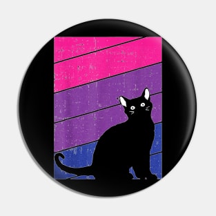 Black Cat Bi Sexual Pride Kitten Lover LGB Q Proud Ally Bi Pin