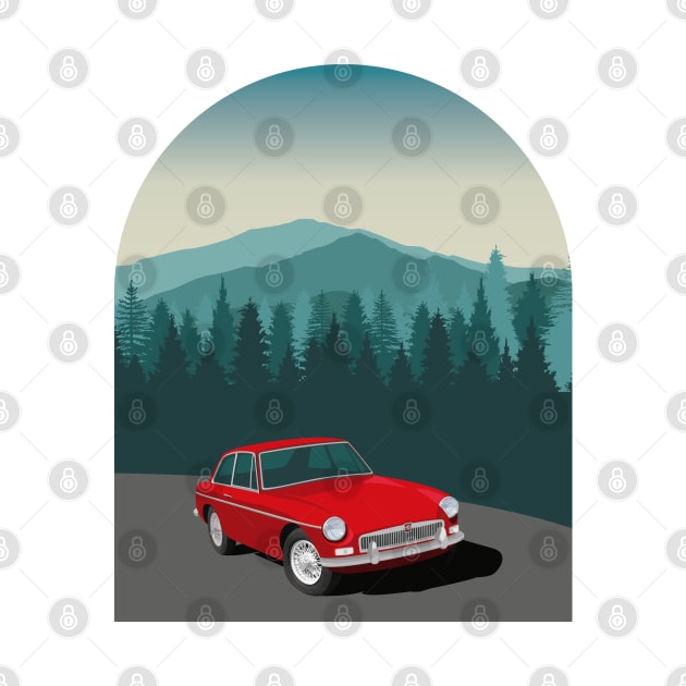 MGB GT Adventure Post Card Style by NickShirrell