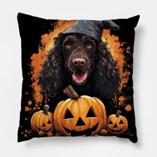 Irish Water Spaniel Dog Halloween Pillow
