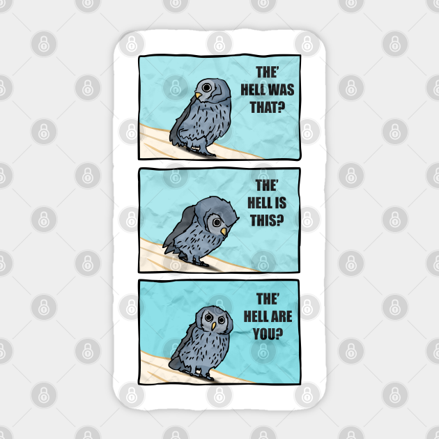 Confused Baby Owl Comic Meme Owl Sticker Teepublic